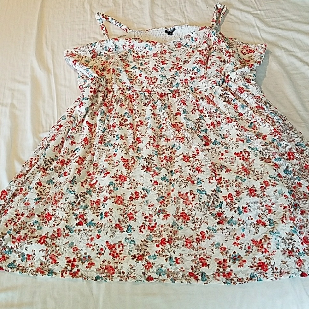 Torrid cream floral lace sundress